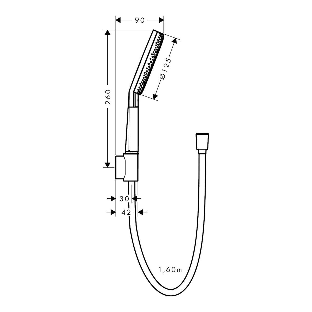 Hansgrohe Raindance Alive Select S Shower holder set 125 3jet EcoSmart with Designflex textile shower hose 160 cm 24611140 technical 01.jpg