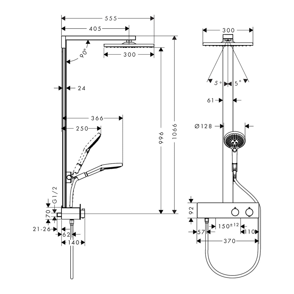 Hansgrohe Raindance E Showerpipe 300 1jet with ShowerTablet 350 27361000 technical 01.jpg