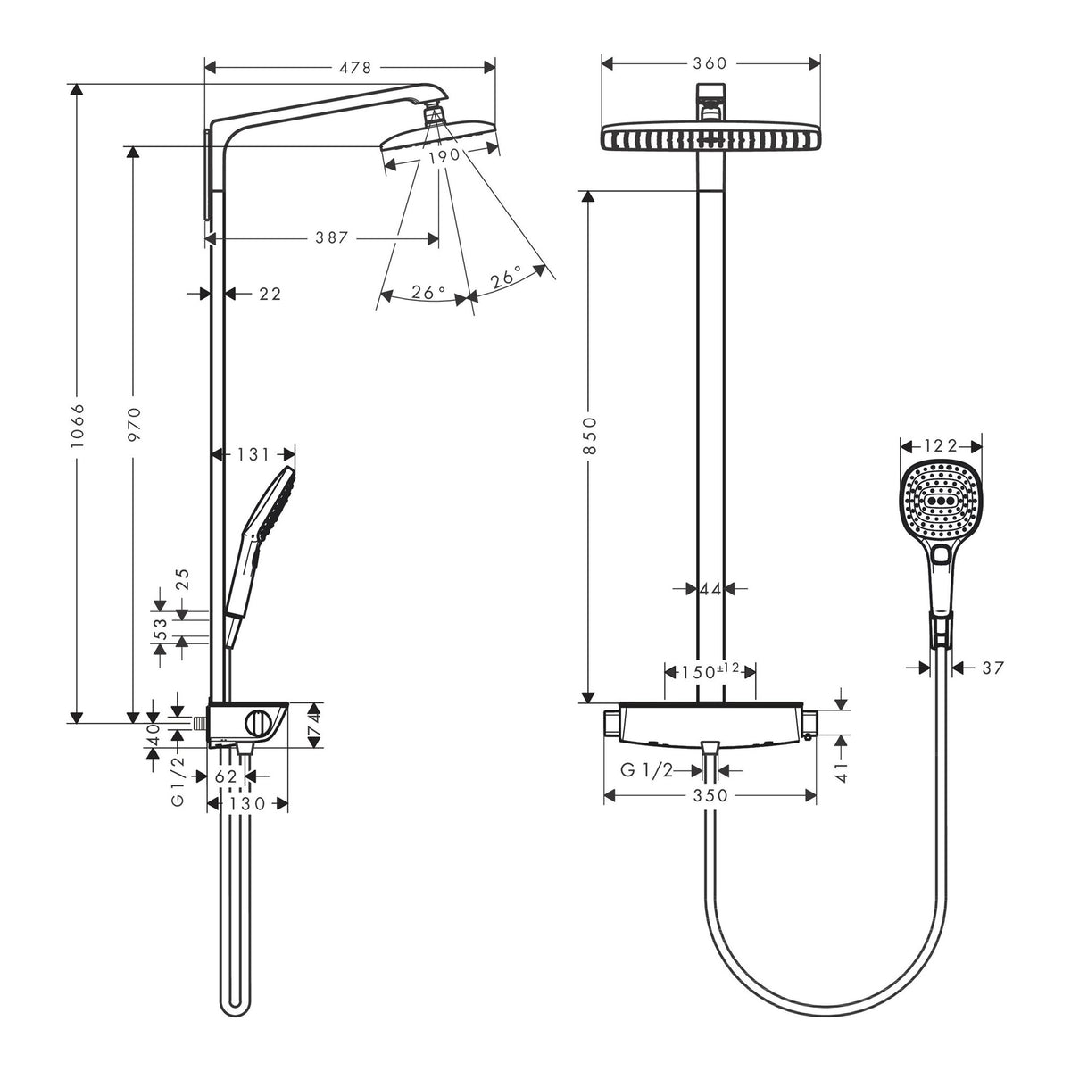 Hansgrohe Raindance E Showerpipe 360 1jet with thermostat 27112000 technical 02.jpg