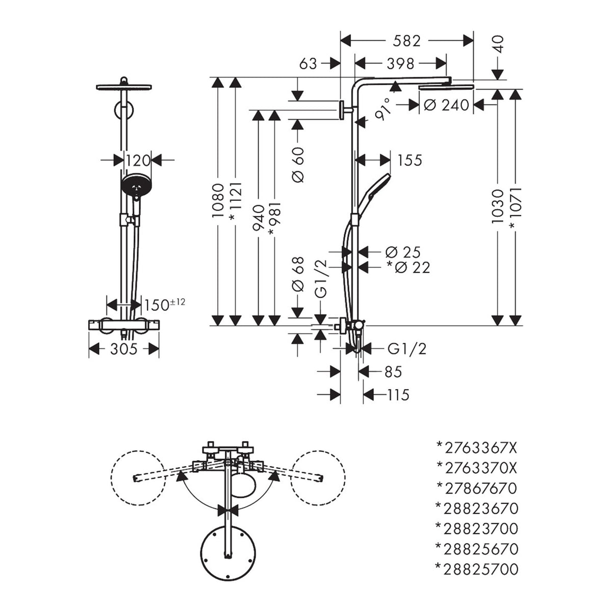 Hansgrohe Raindance S Showerpipe 240 1jet PowderRain EcoSmart with thermostat 28825000 technical 01.jpg