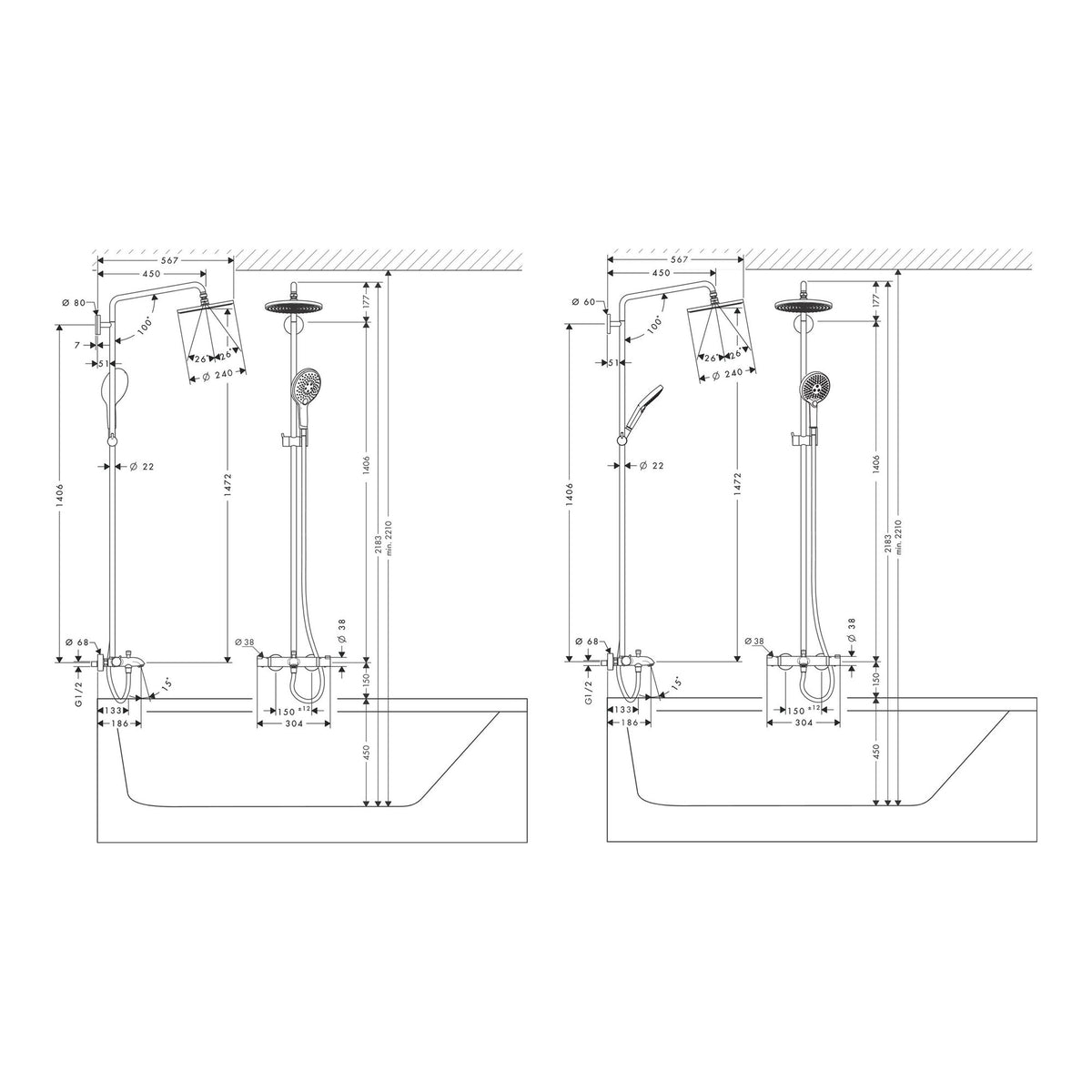 Hansgrohe Raindance S Showerpipe 240 1jet with bath thermostat 27117000 technical 02.jpg