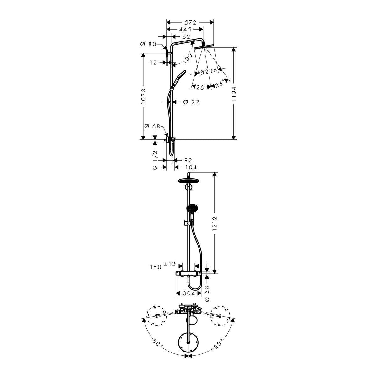 Hansgrohe Raindance S Showerpipe 240 1jet with thermostat 27115000 technical 01.jpg