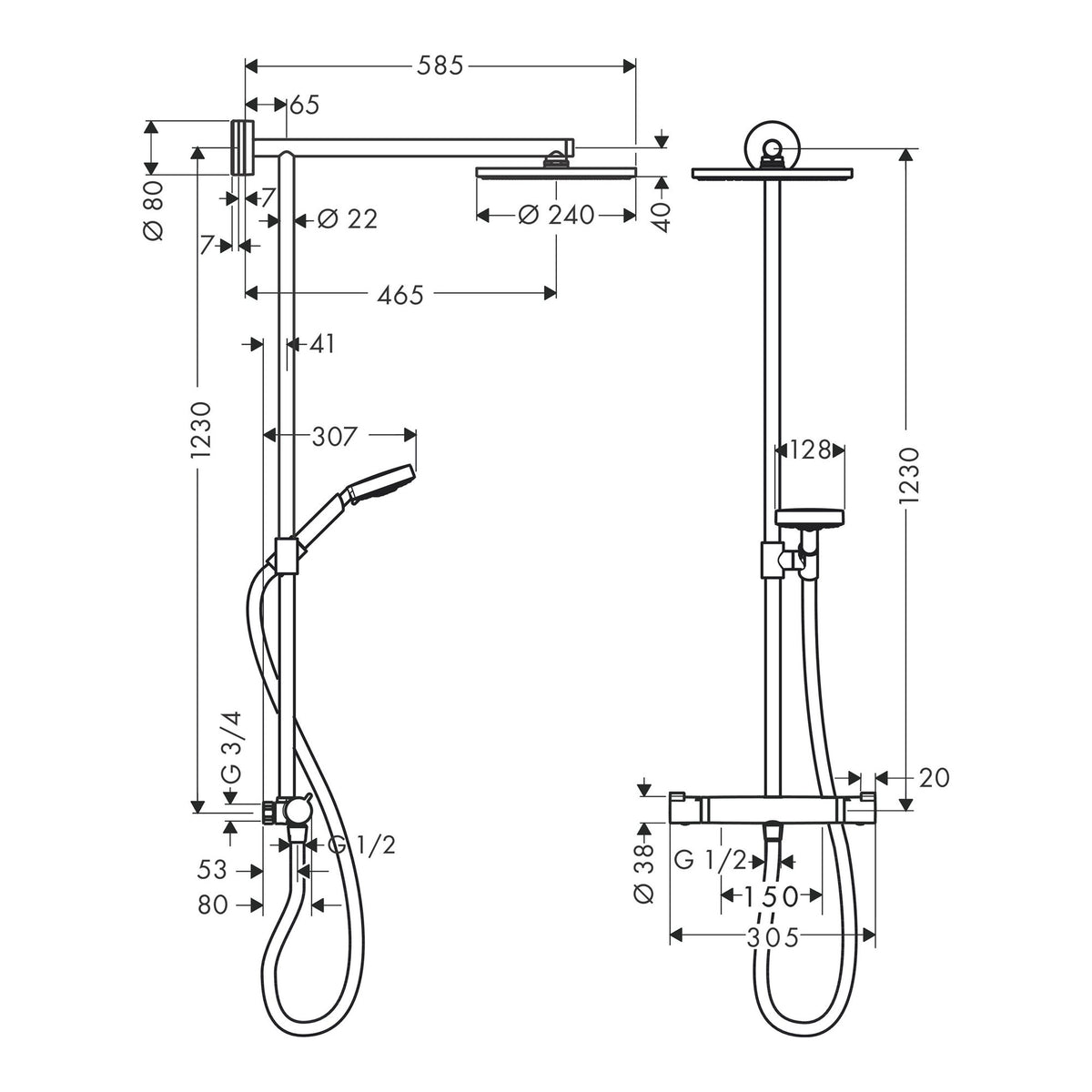 Hansgrohe Raindance S Showerpipe 240 1jet with thermostat 27235000 technical 01.jpg