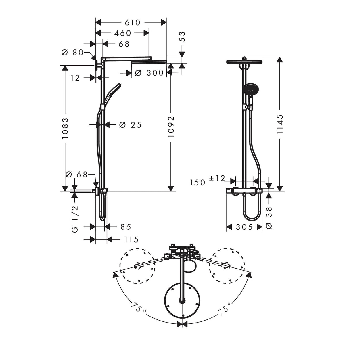 Hansgrohe Raindance S Showerpipe 300 1jet with thermostat 27114000 technical 02.jpg