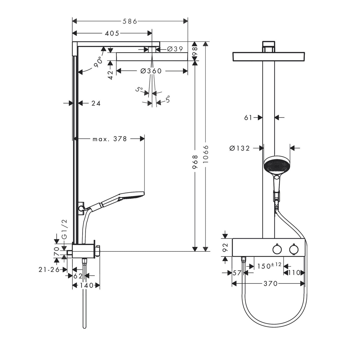 Hansgrohe Rainfinity Showerpipe 360 1jet with ShowerTablet 350 26853000 technical 01.jpg