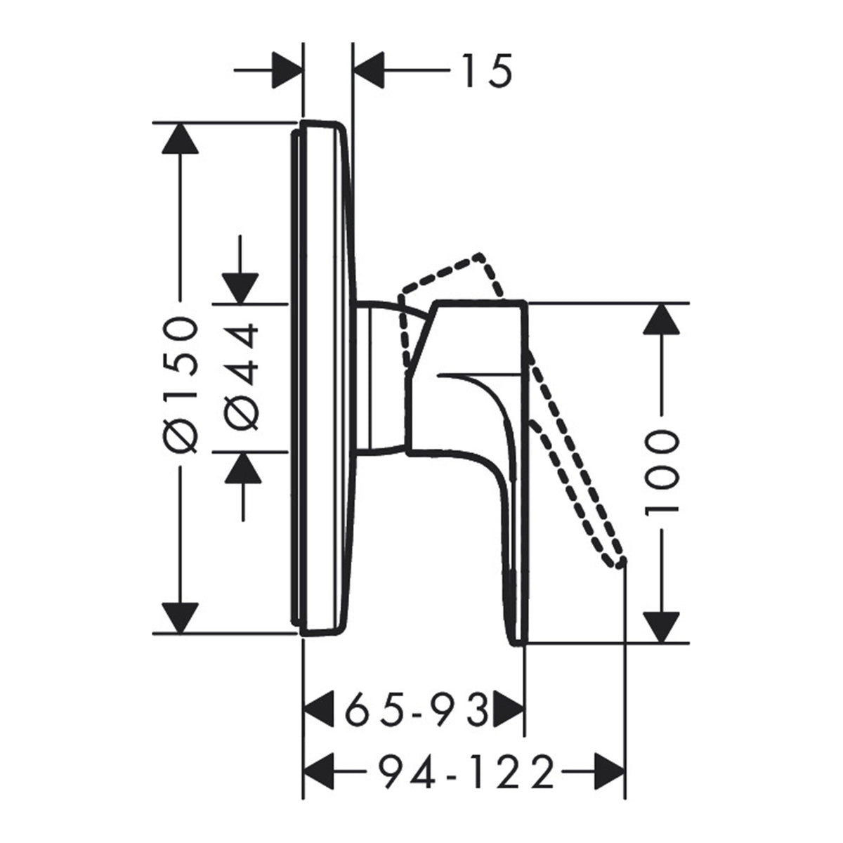 Hansgrohe Rebris S Single lever shower mixer for concealed installation for iBox universal 72667000 technical 01