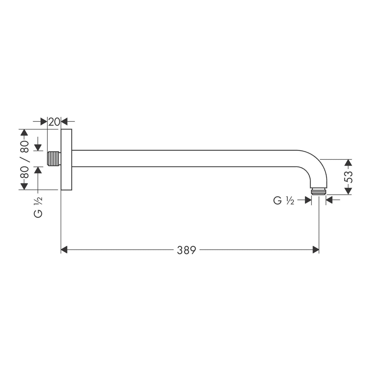 Hansgrohe Shower arm E 38 9 cm 27446000 technical 01.jpg