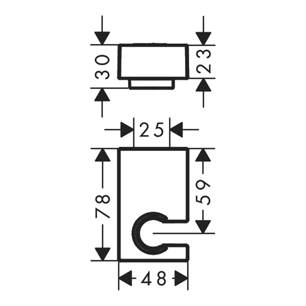 Hansgrohe Shower holder Porter E 28387140 technical 01.jpg