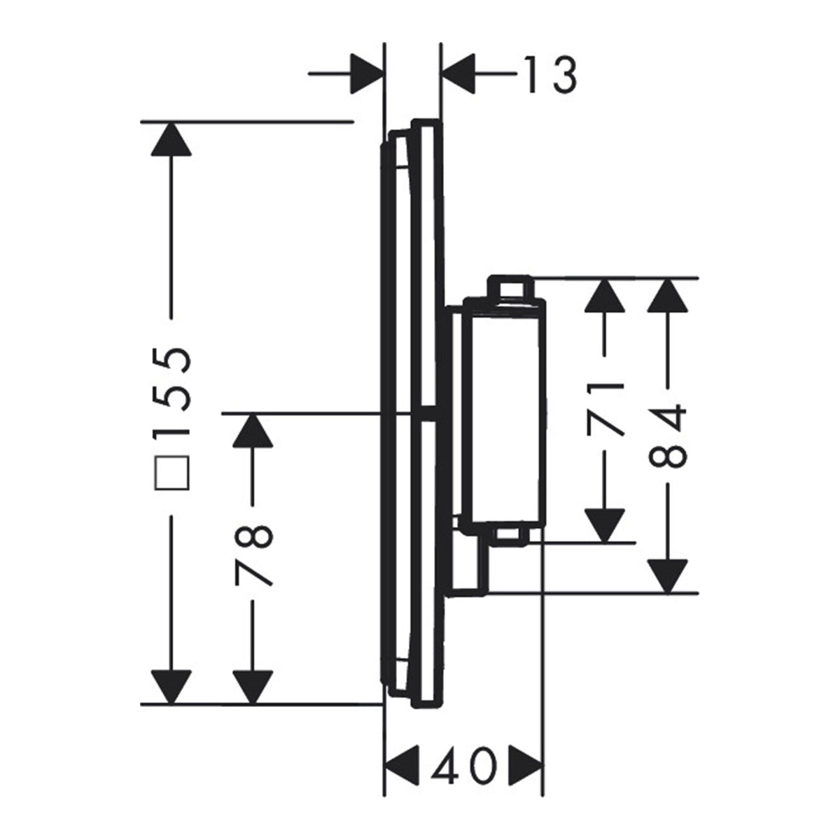 Hansgrohe ShowerSelect Comfort E Thermostat for concealed installation for 1 function 15571000 technical 01.jpg