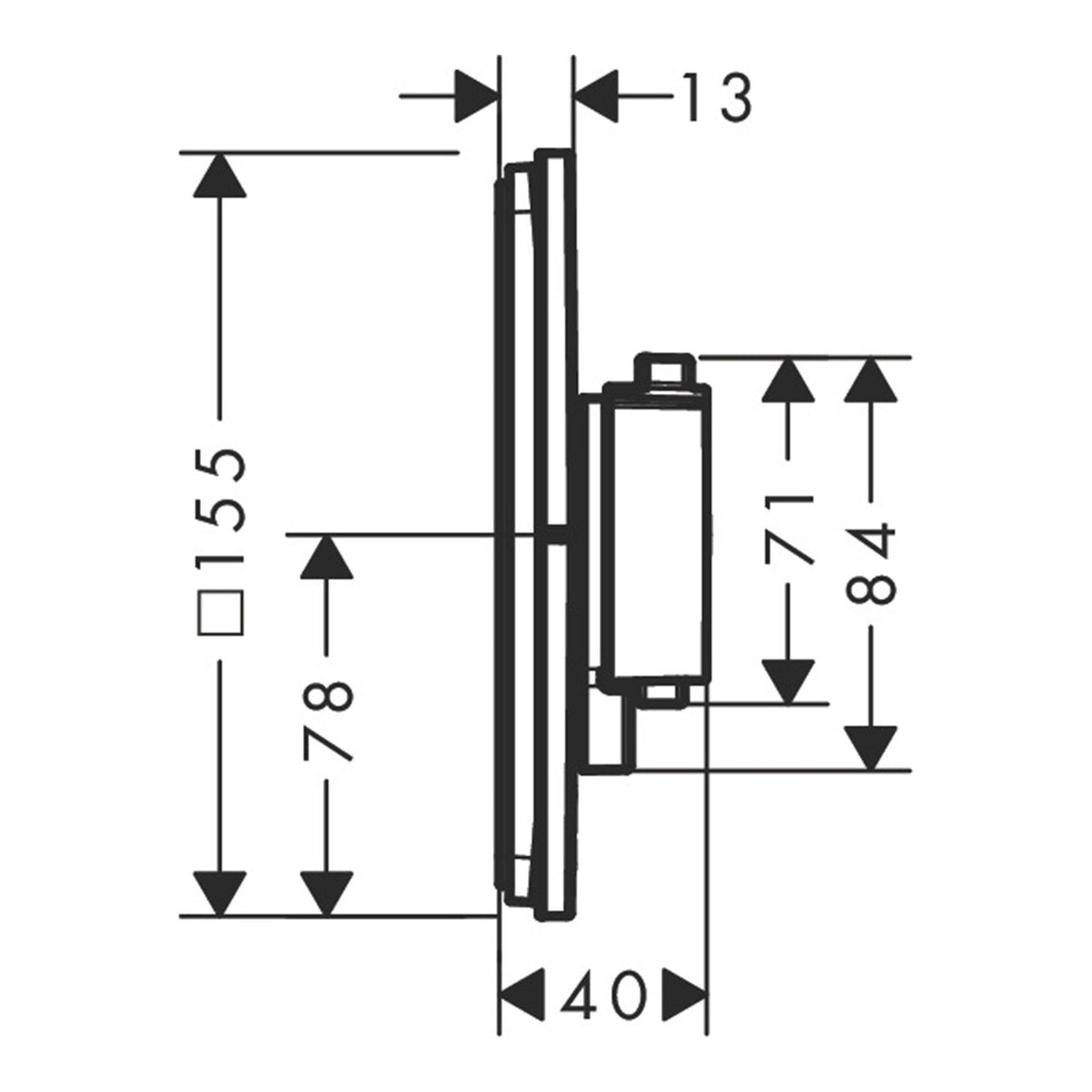 Hansgrohe ShowerSelect Comfort E Thermostat for concealed installation for 2 functions 15572000 technical 01.jpg