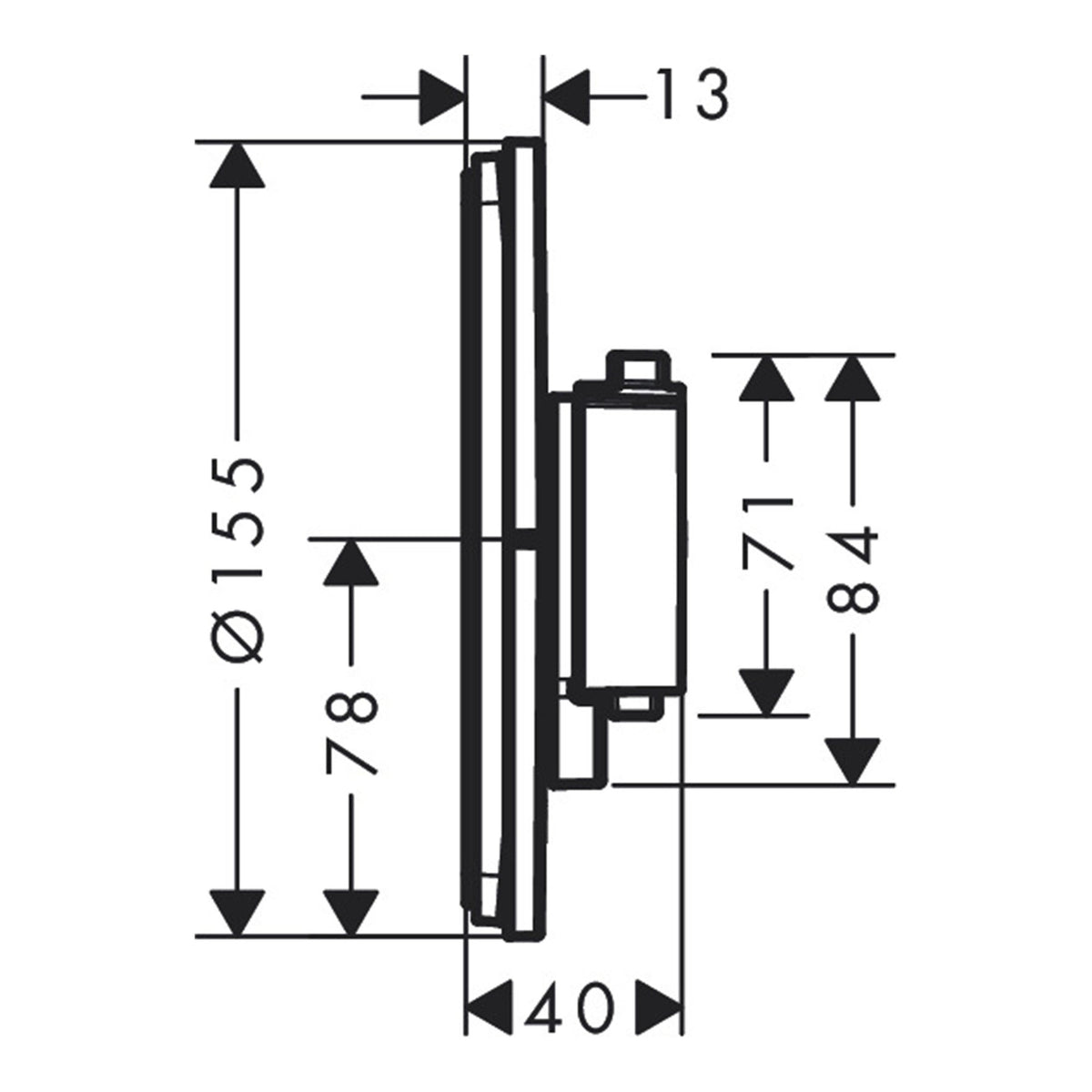 Hansgrohe ShowerSelect Comfort S Thermostat for concealed installation for 1 function 15553000 technical 01.jpg