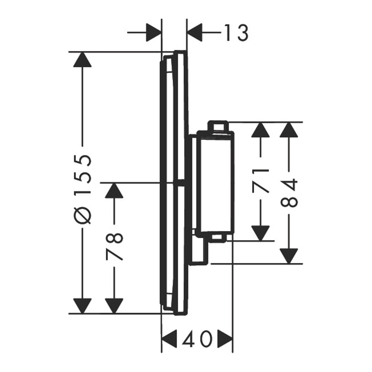 Hansgrohe ShowerSelect Comfort S Thermostat for concealed installation for 2 functions 15554000 technical 01.jpg