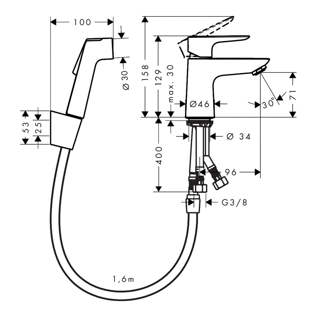 Hansgrohe-Talis-E-Single-lever-basin-mixer-with-bidette-hand-shower-and-shower-hose-160-cm-71729-technical-01
