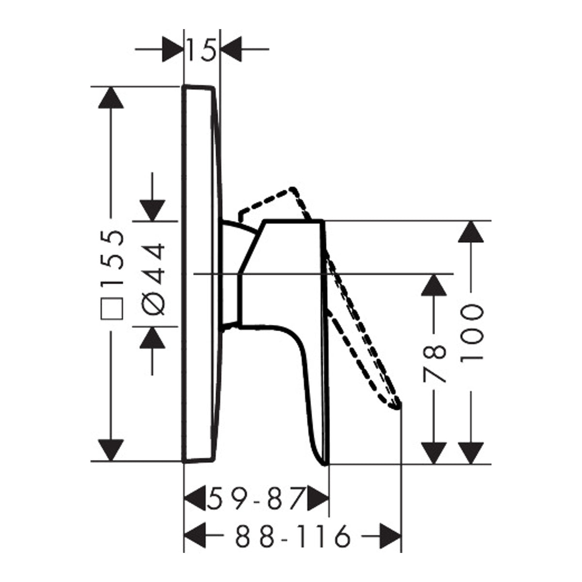 Hansgrohe Talis E Single lever shower mixer for concealed installation for iBox universal Scale drawing / שרטוט מידות