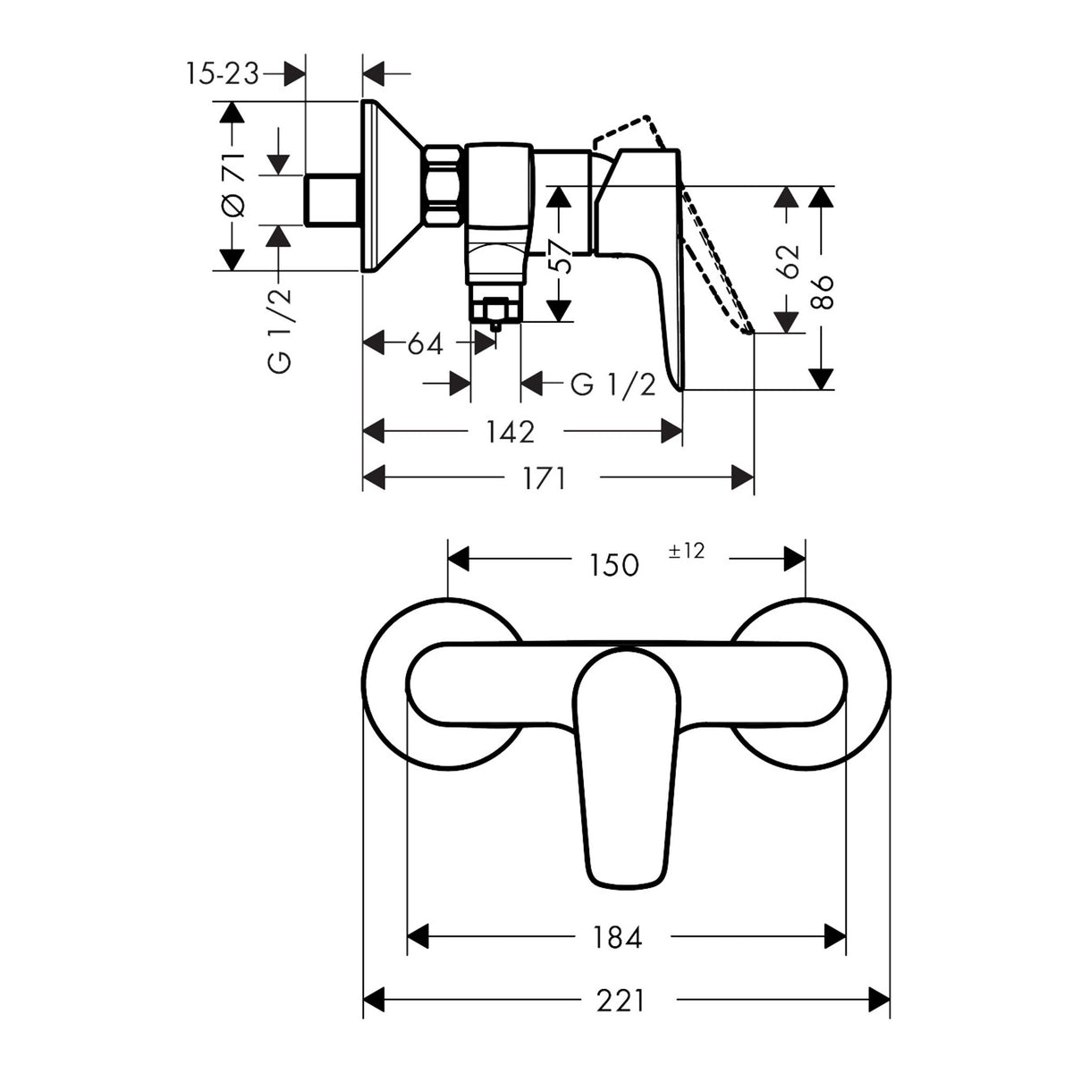 Hansgrohe-Talis-E-Single-lever-shower-mixer-for-exposed-installation-71760-technical-02