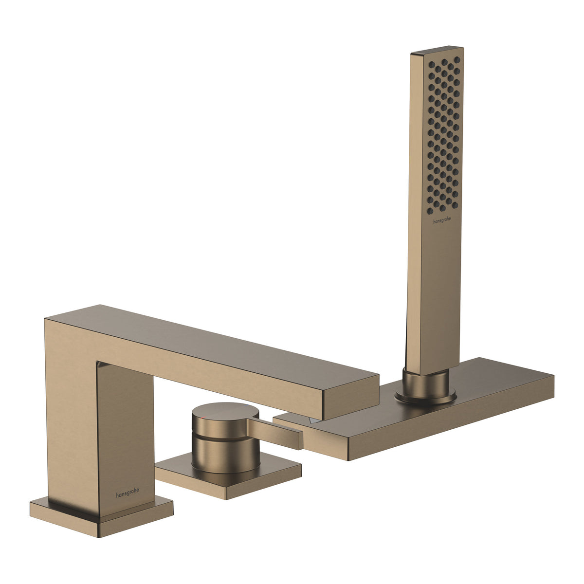 Hansgrohe Tecturis E 3 hole rim mounted single lever bath mixer with sBox Brushed Bronze 73443140.jpg