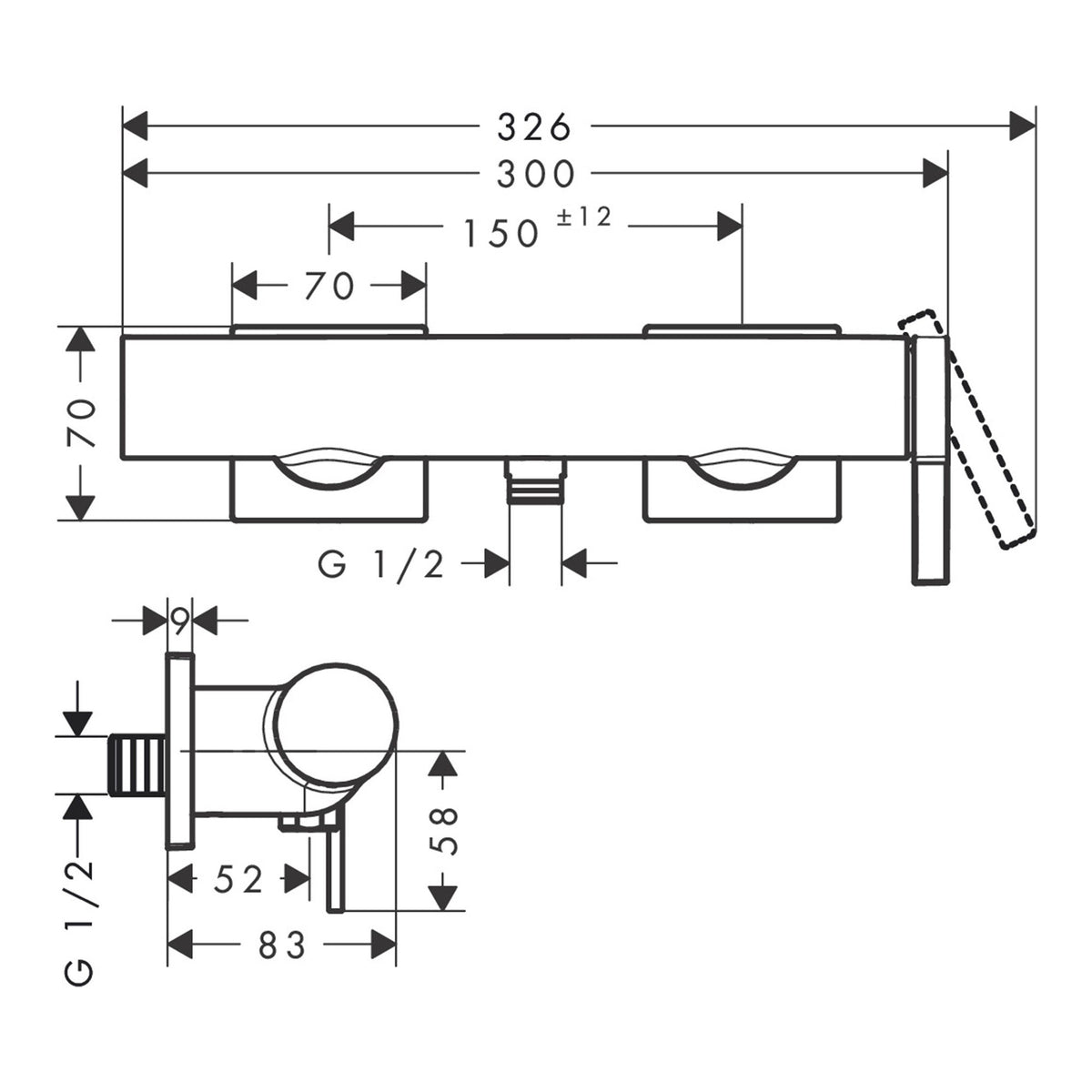 Hansgrohe Tecturis E Single lever shower mixer for exposed installation 73620000 technical 01.jpg