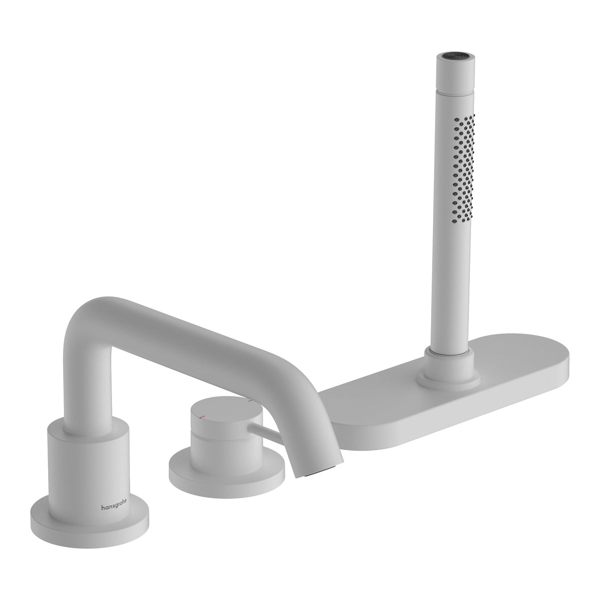 Hansgrohe Tecturis S 3 hole rim mounted single lever bath mixer with sBox Matt White 73447700.jpg