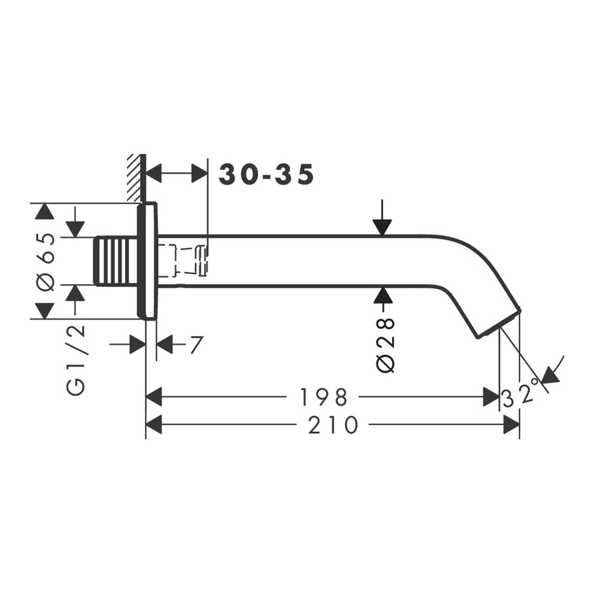 Hansgrohe Tecturis S Bath spout 73411140 technical 01.jpg