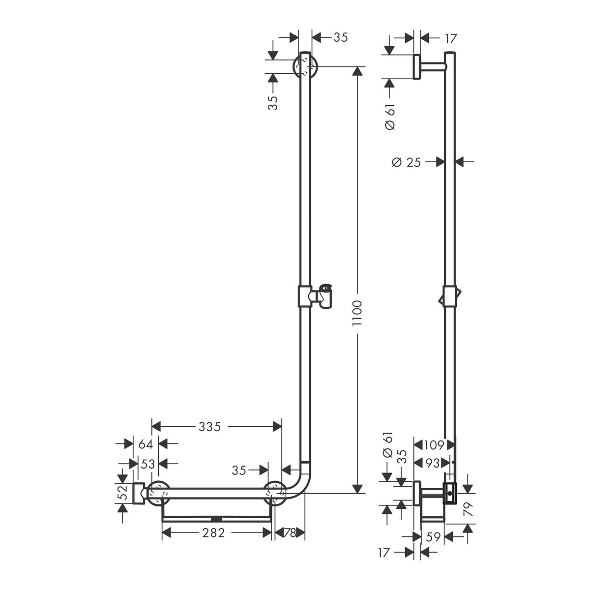 Hansgrohe Unica Shower bar Comfort 110 cm right 26404400 technical 01.jpg
