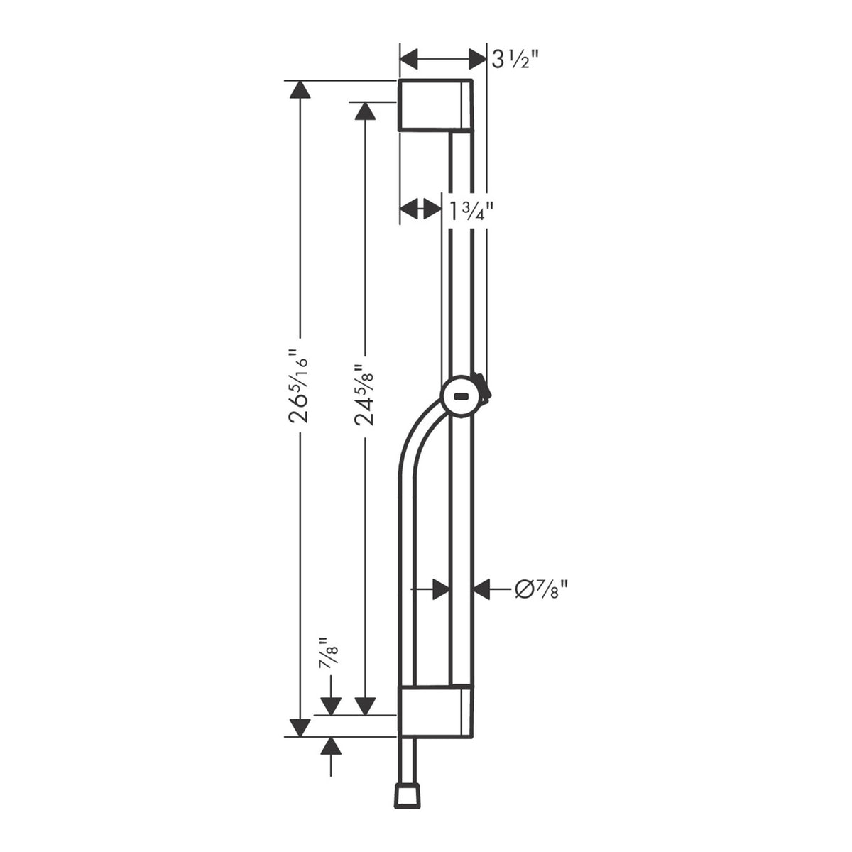Hansgrohe Unica Shower bar Pulsify S 65 cm with push slider and Isiflex shower hose 160 cm 24400670 technical 02.jpg
