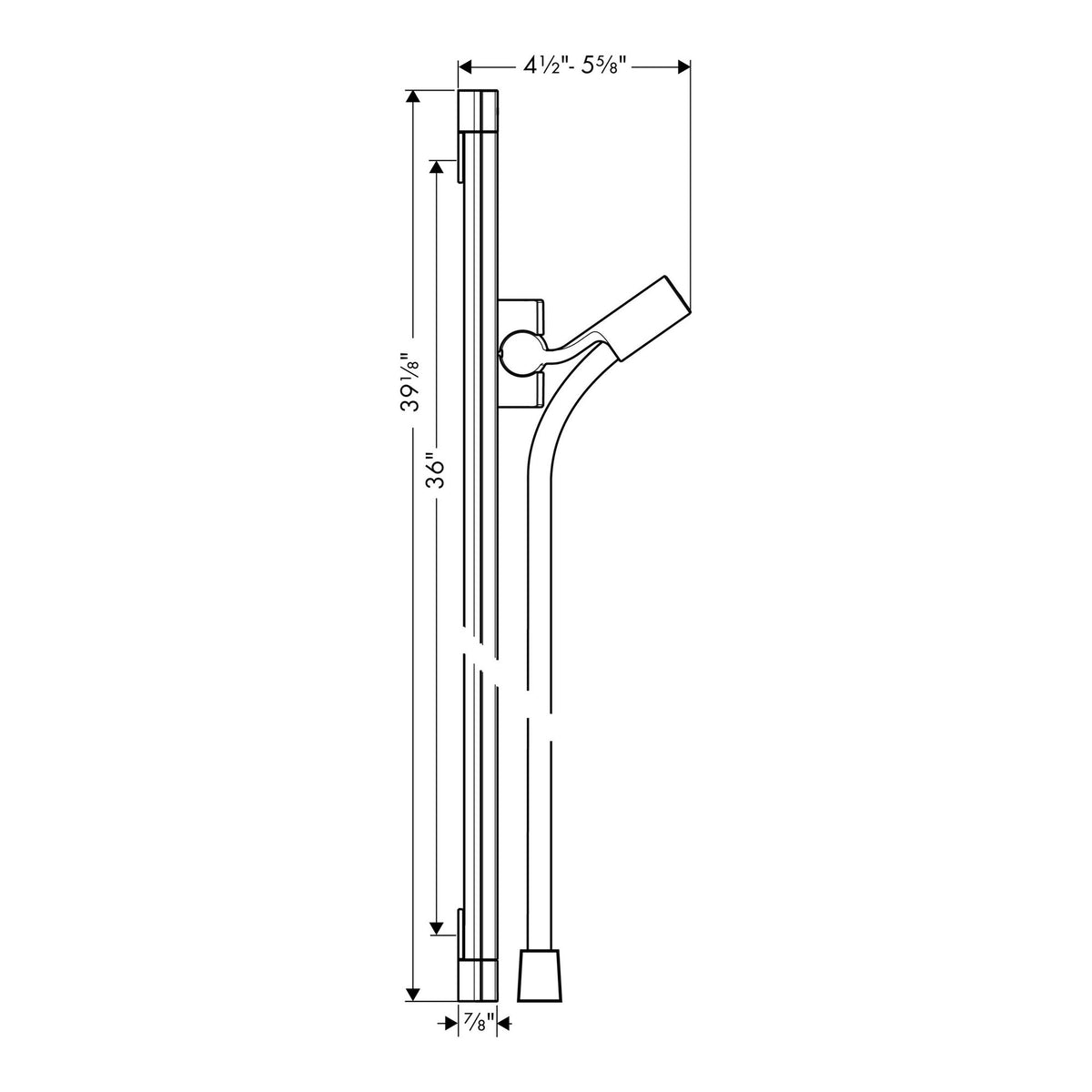 Hansgrohe Unica Shower bar Raindance 90 cm with Isiflex shower hose 160 cm 27636000 technical 02.jpg