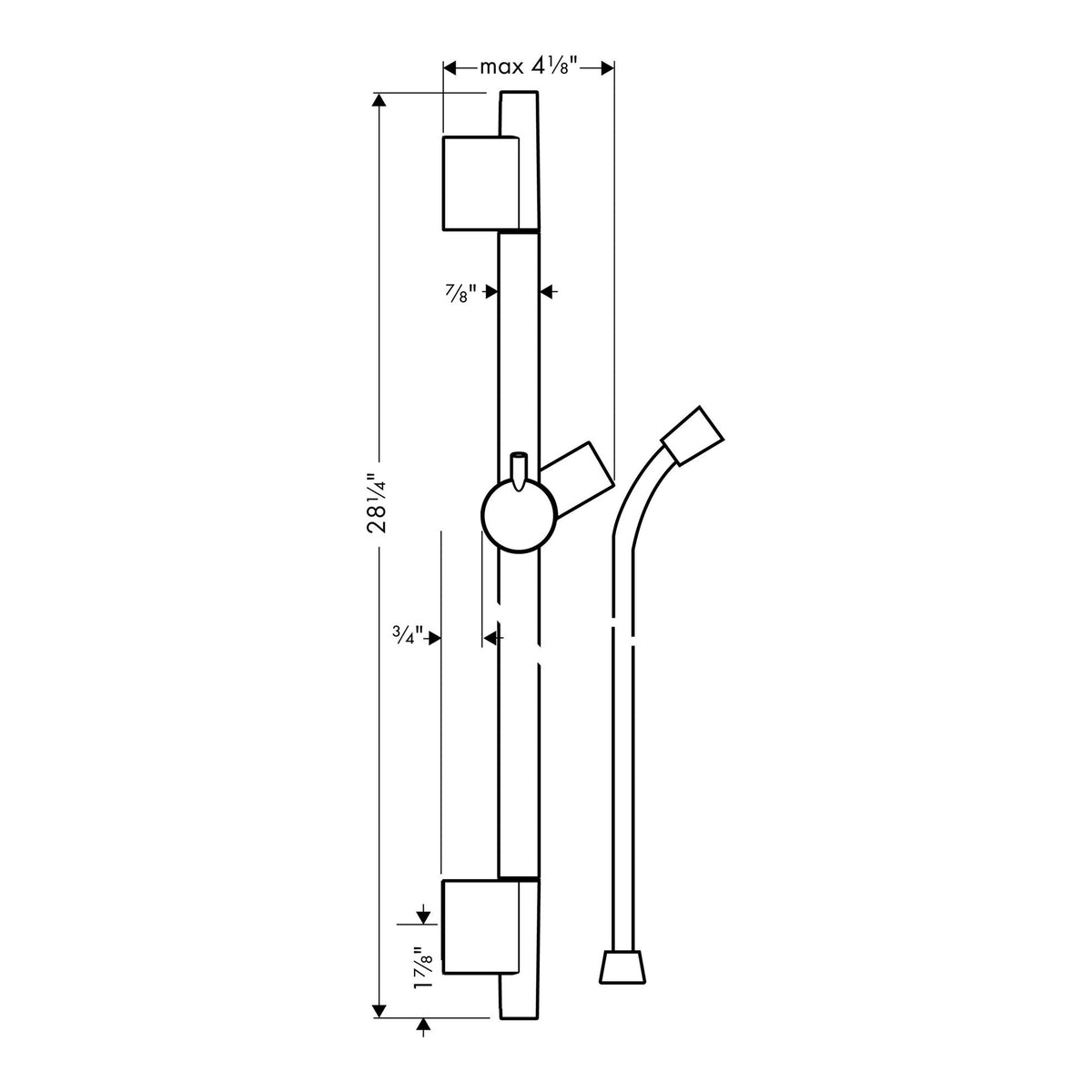 Hansgrohe Unica Shower bar S Puro 65 cm with Isiflex shower hose 160 cm 28632140 technical 02.jpg