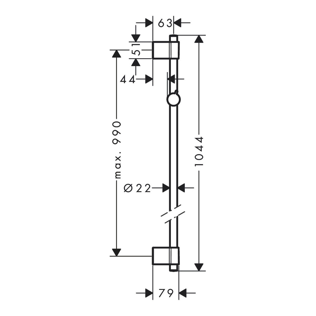Hansgrohe Unica Shower bar Varia 105 cm 27356000 technical 01.jpg