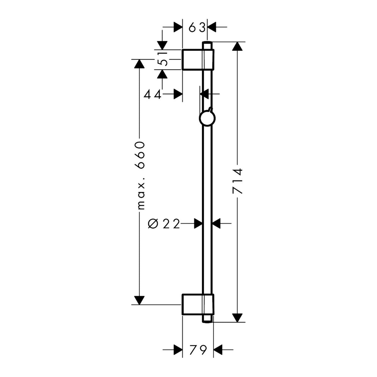 Hansgrohe Unica Shower bar Varia 72 cm 27355000 technical 01.jpg