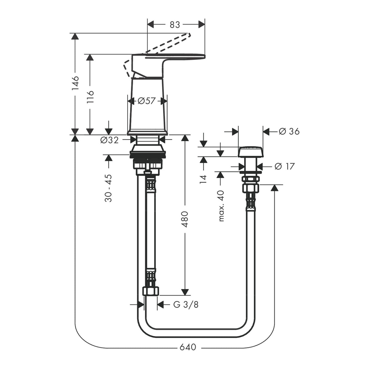 Hansgrohe-Vernis-Blend-Bidet-set-with-vertical-spray-71214-technical-01