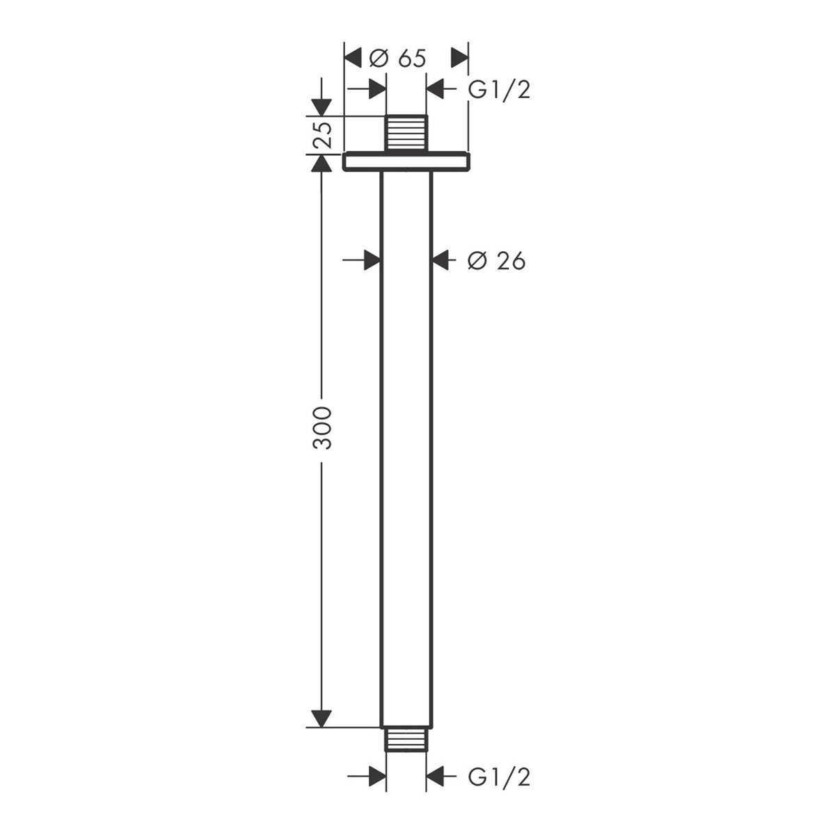 Hansgrohe Vernis Blend Ceiling connector 30 cm 27805000 technical 01.jpg