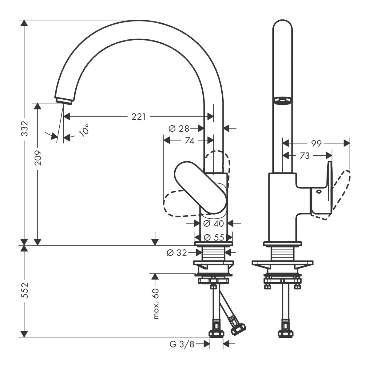 Hansgrohe-Vernis-Blend-M35-Single-lever-kitchen-mixer-210-with-swivel-spout-71870-technical-01