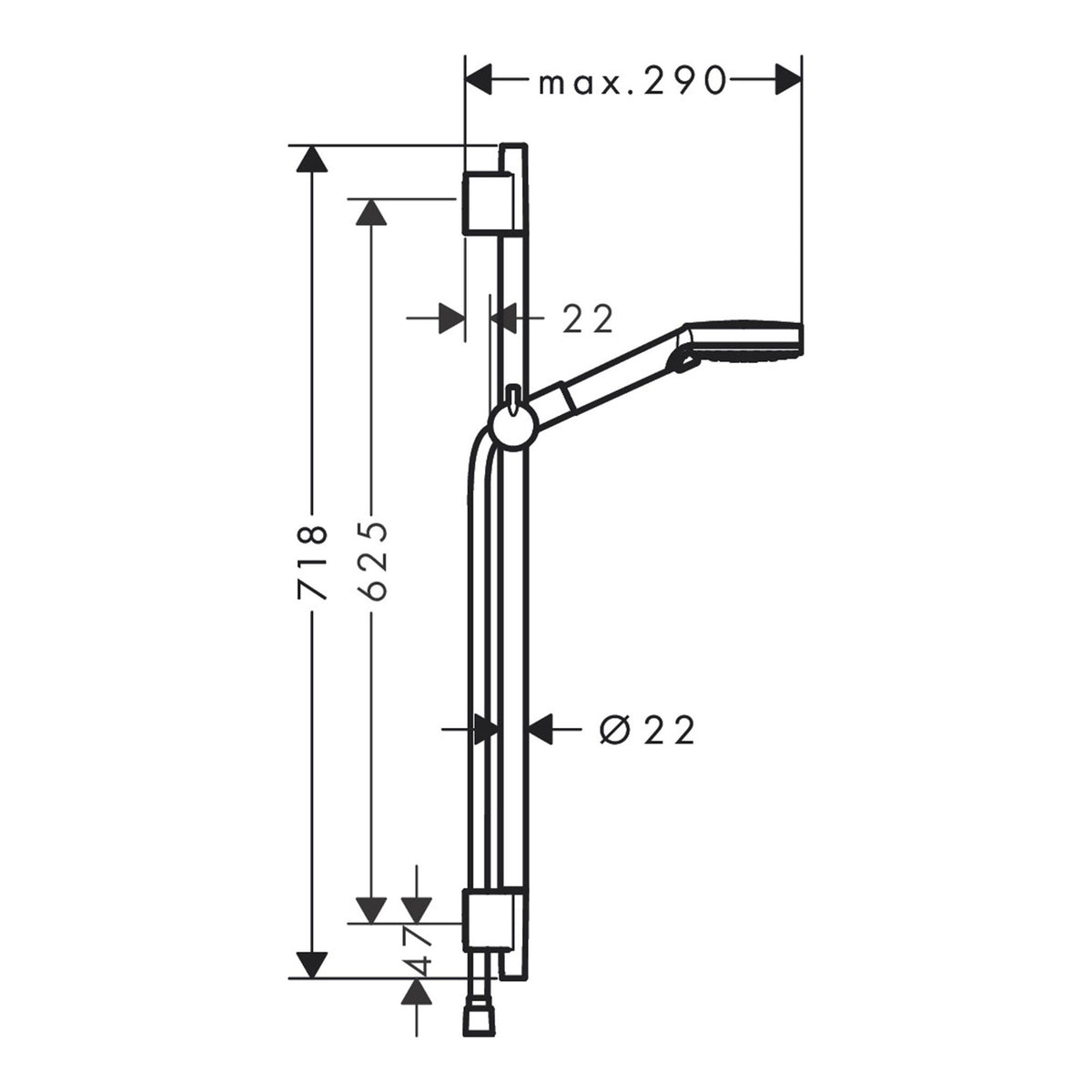 Hansgrohe Vernis Blend Shower set 100 Vario EcoSmart with shower bar S Puro 65 cm 26423670 technical 01.jpg