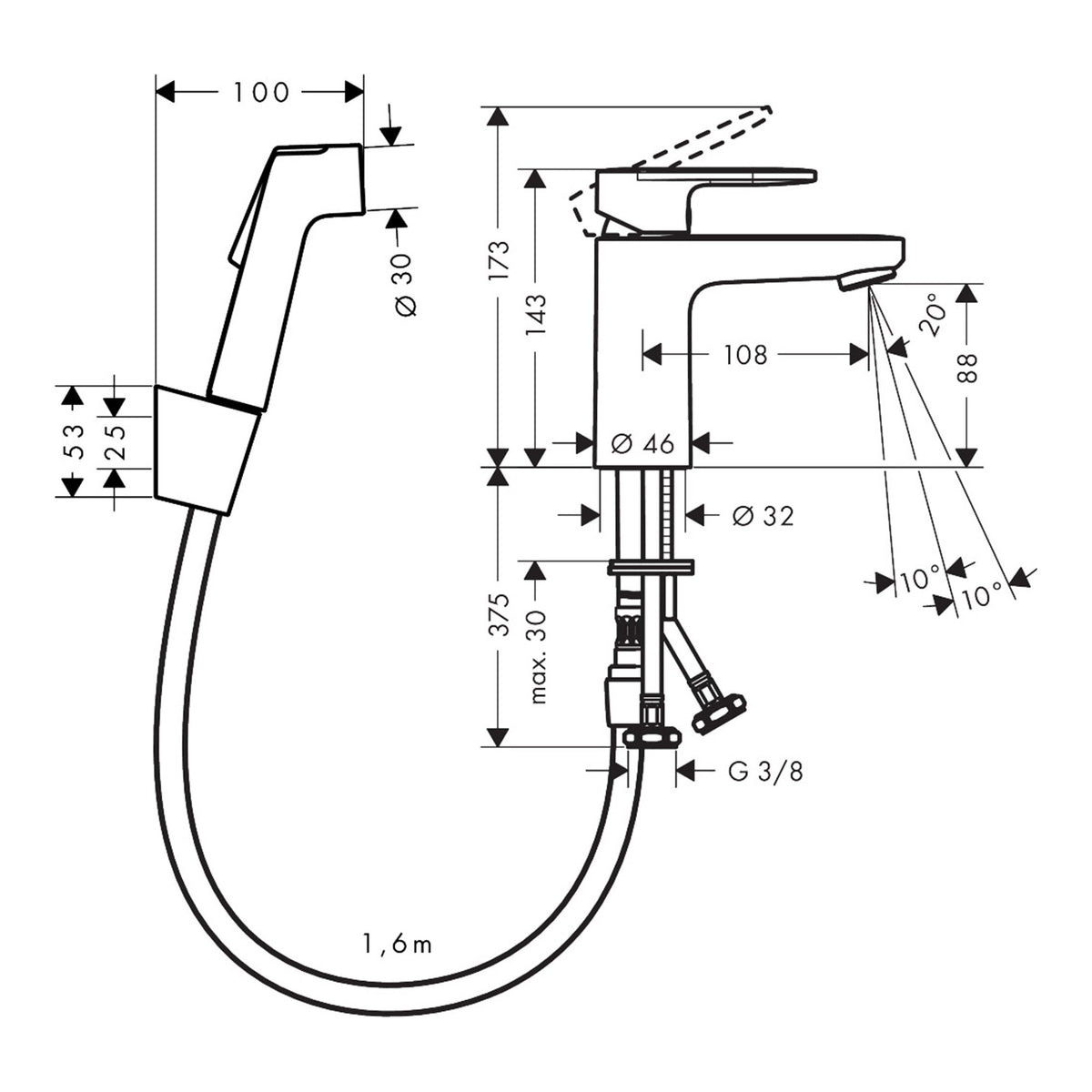 Hansgrohe-Vernis-Blend-Single-lever-basin-mixer-100-with-bidette-hand-shower-and-shower-hose-160-cm-71215-technical-01