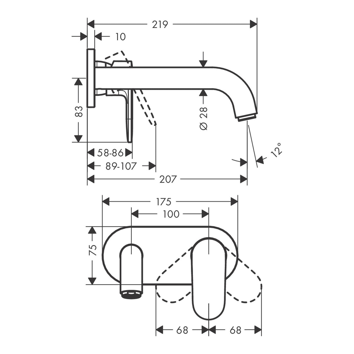 Hansgrohe-Vernis-Blend-Single-lever-basin-mixer-for-concealed-installation-wall-mounted-with-spout-20-7-cm-71576-technical-01