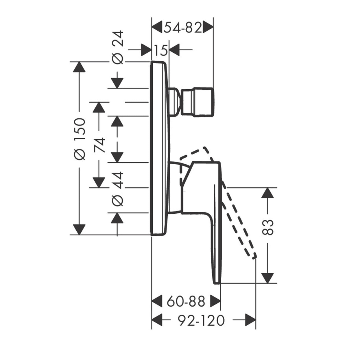 Hansgrohe-Vernis-Blend-Single-lever-bath-mixer-for-concealed-installation-for-iBox-universal-71466-technical-01