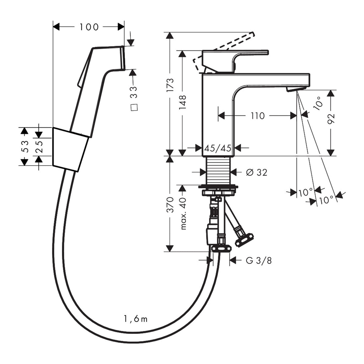 Hansgrohe-Vernis-Shape-Single-lever-basin-mixer-100-with-bidette-hand-shower-and-shower-hose-160-cm-71216-technical-01