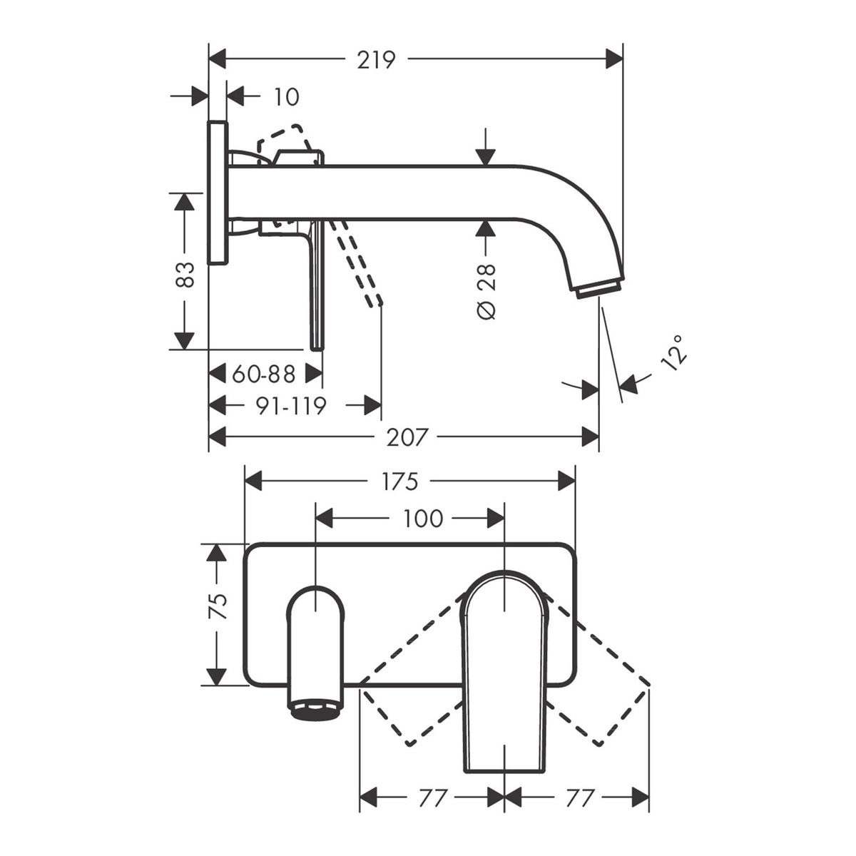 Hansgrohe-Vernis-Shape-Single-lever-basin-mixer-for-concealed-installation-wall-mounted-with-spout-20-7-cm-71578-technical-01
