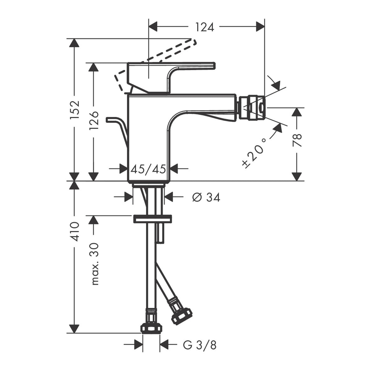 Hansgrohe-Vernis-Shape-Single-lever-bidet-mixer-with-metal-pop-up-waste-set-71219-technical-01