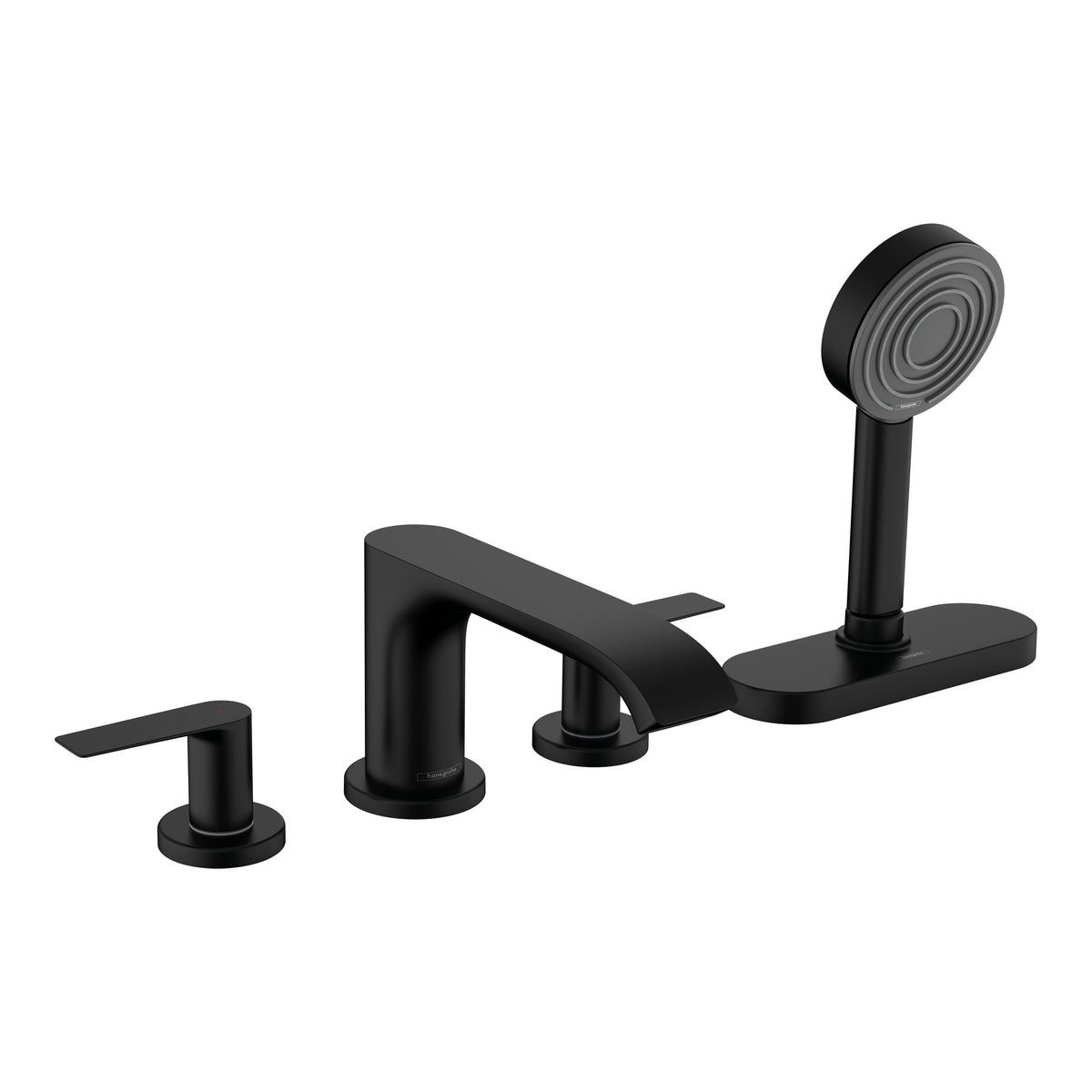 Hansgrohe Vivenis 4 hole rim mounted bath mixer with sBox Matt Black 75444670