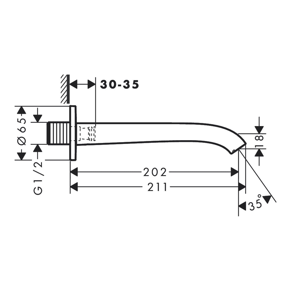 Hansgrohe Vivenis Bath spout 75410140 technical 01.jpg