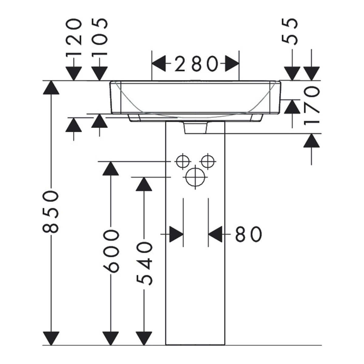 Hansgrohe-Xanuia-Q-Wash-basin-550-480-without-tap-hole-and-overflow-SmartClean-61148-technical-02
