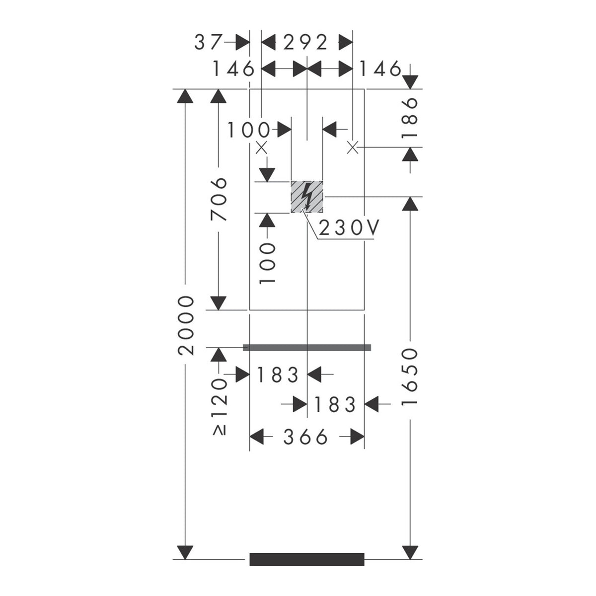 Hansgrohe Xarita E Mirror with LED lights 360 50 IR Sensor 54999700 technical 02.jpg