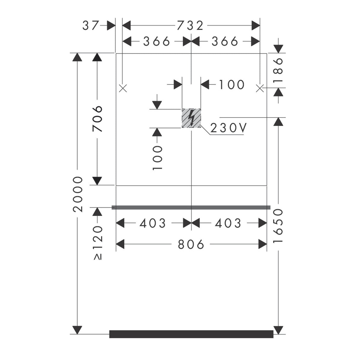 Hansgrohe Xarita E Mirror with LED lights 800 50 IR Sensor 54996700 technical 02.jpg