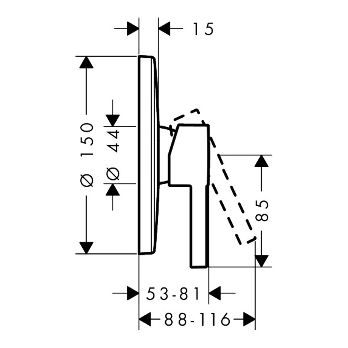 Hansgrohe Zesis S Single lever shower mixer for concealed installation for iBox universal 74616670 technical 01.jpg