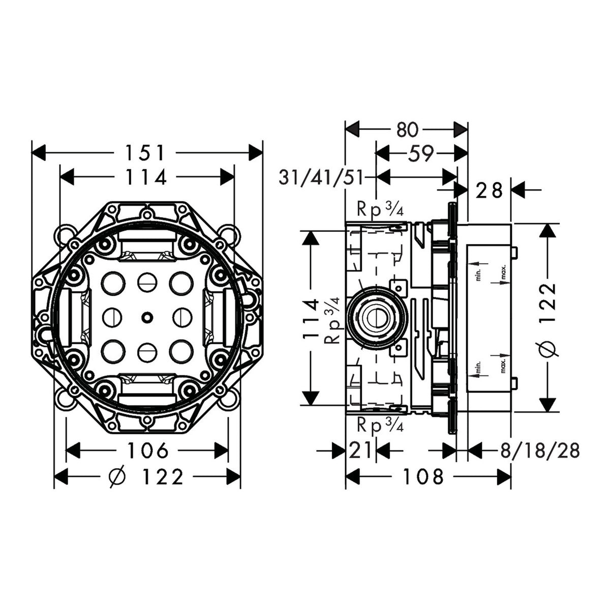 Hansgrohe iBox universal Basic set 01800180 technical 01.jpg