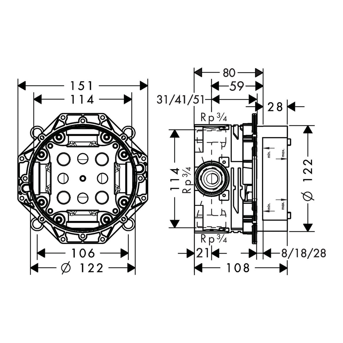 Hansgrohe iBox universal Basic set 01800180 technical 02.jpg