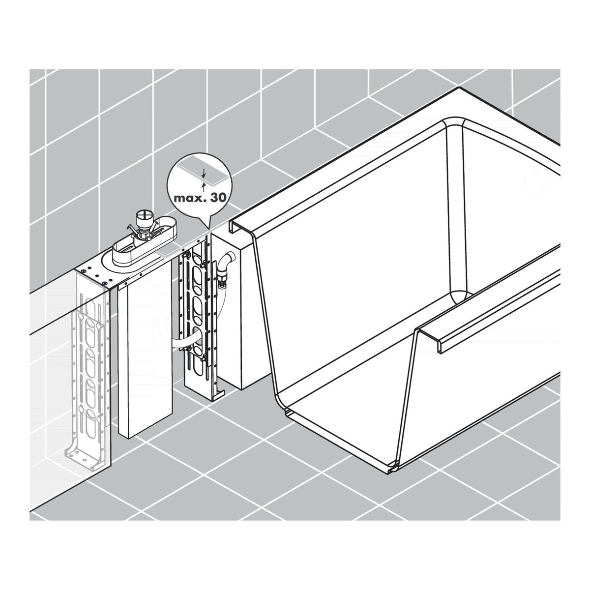 Hansgrohe sBox Rim and tile mounted bath basic set 13560180 technical 03.jpg